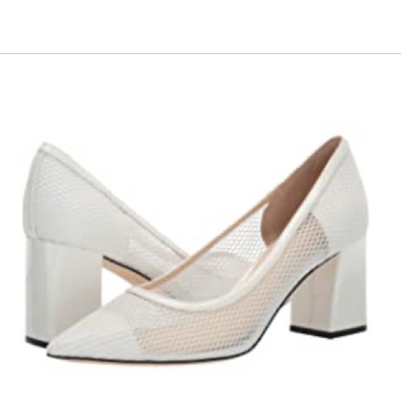 NIB Marc Fisher LTD Zesty White Fabric Heels size 10M - Picture 4 of 13